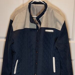 Men's Navy and Gray Quilted Jacket XL